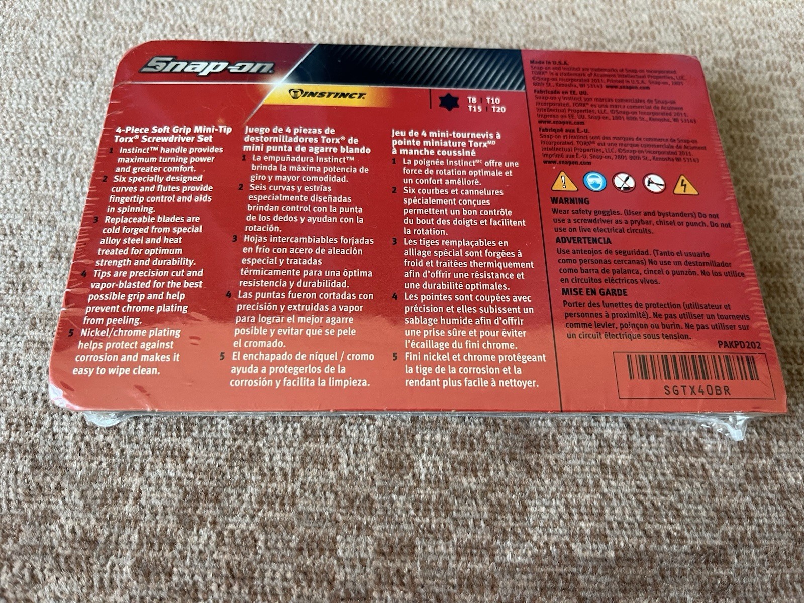 New snap On Torx Screwdriver Set Mini Tip In Classic Red With Tool Tidy Tray