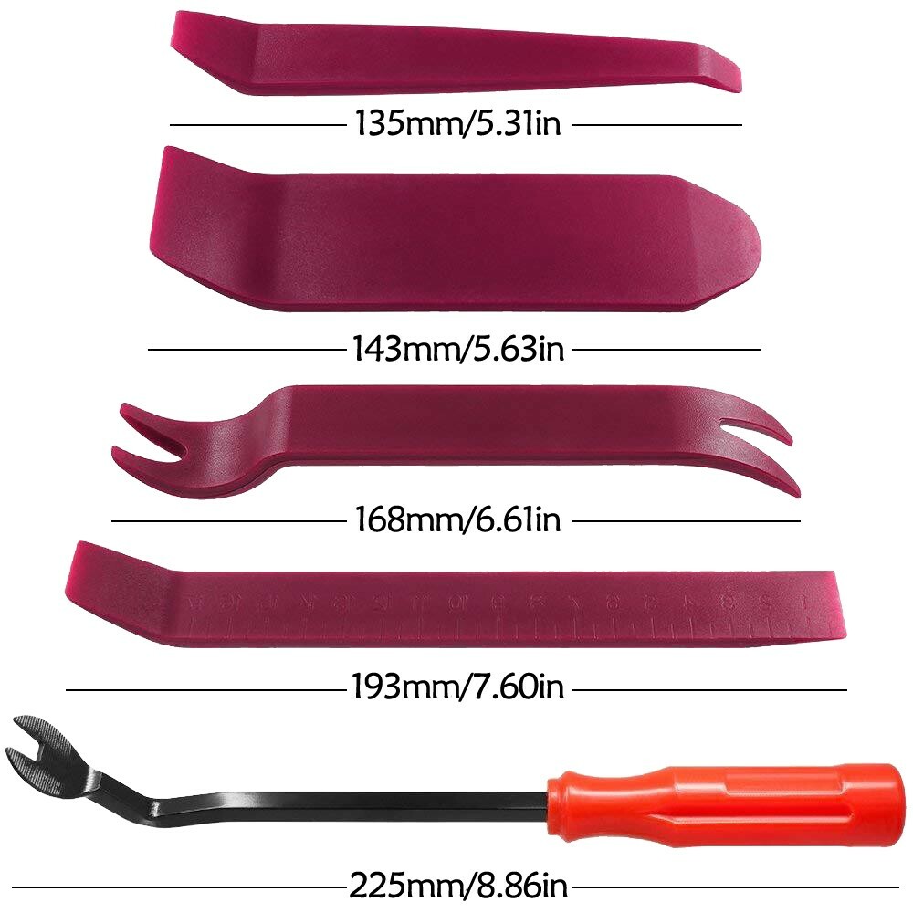 Set 5 Door Pry Panel Car Trim Removal Tools Clip Plastic Fastener Remover Trucks