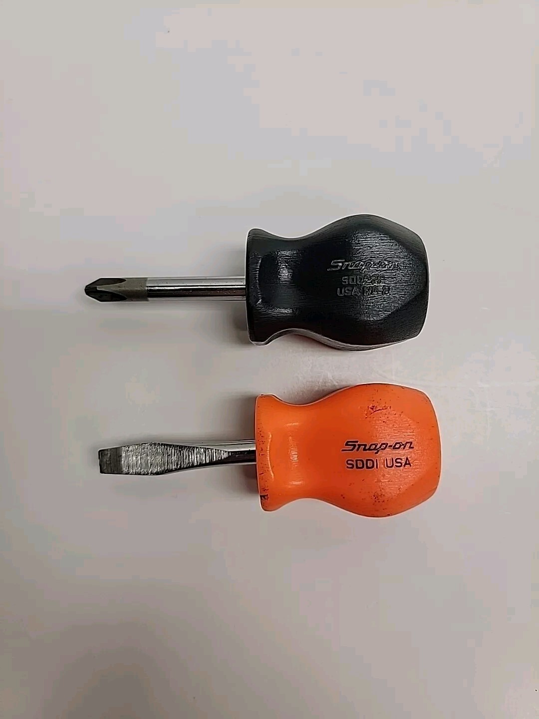 Snap On Tools ORIGINAL Stubby Screwdriver Set SDD1 & SDDP22 Orange/Black Handle