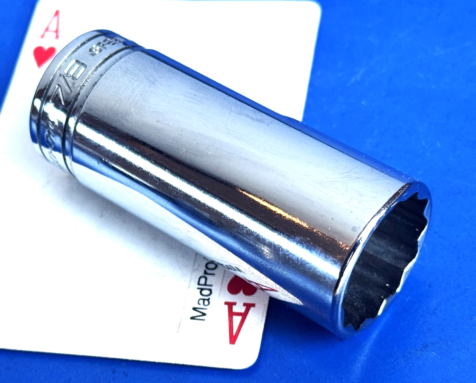 Snap-on Tools 3/8″ drive SAE 7/8″ Deep Chrome 12-point Socket wrench SF281 NEW