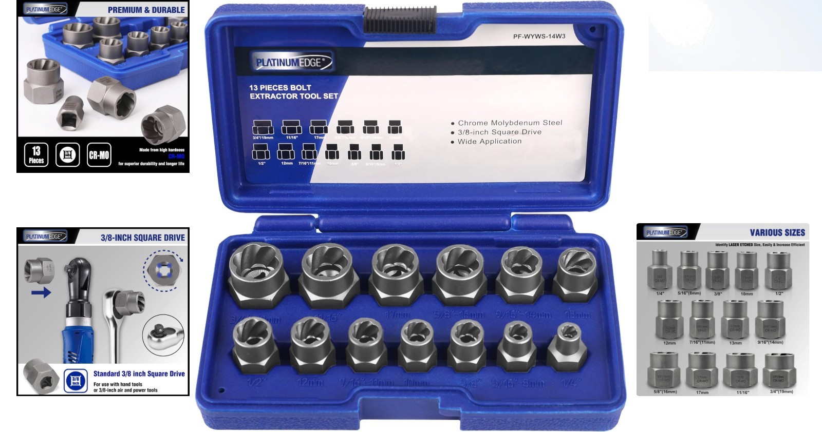Efficient 13-Piece Stripped Bolt Remover Kit – Perfect for Home & Auto Repairs
