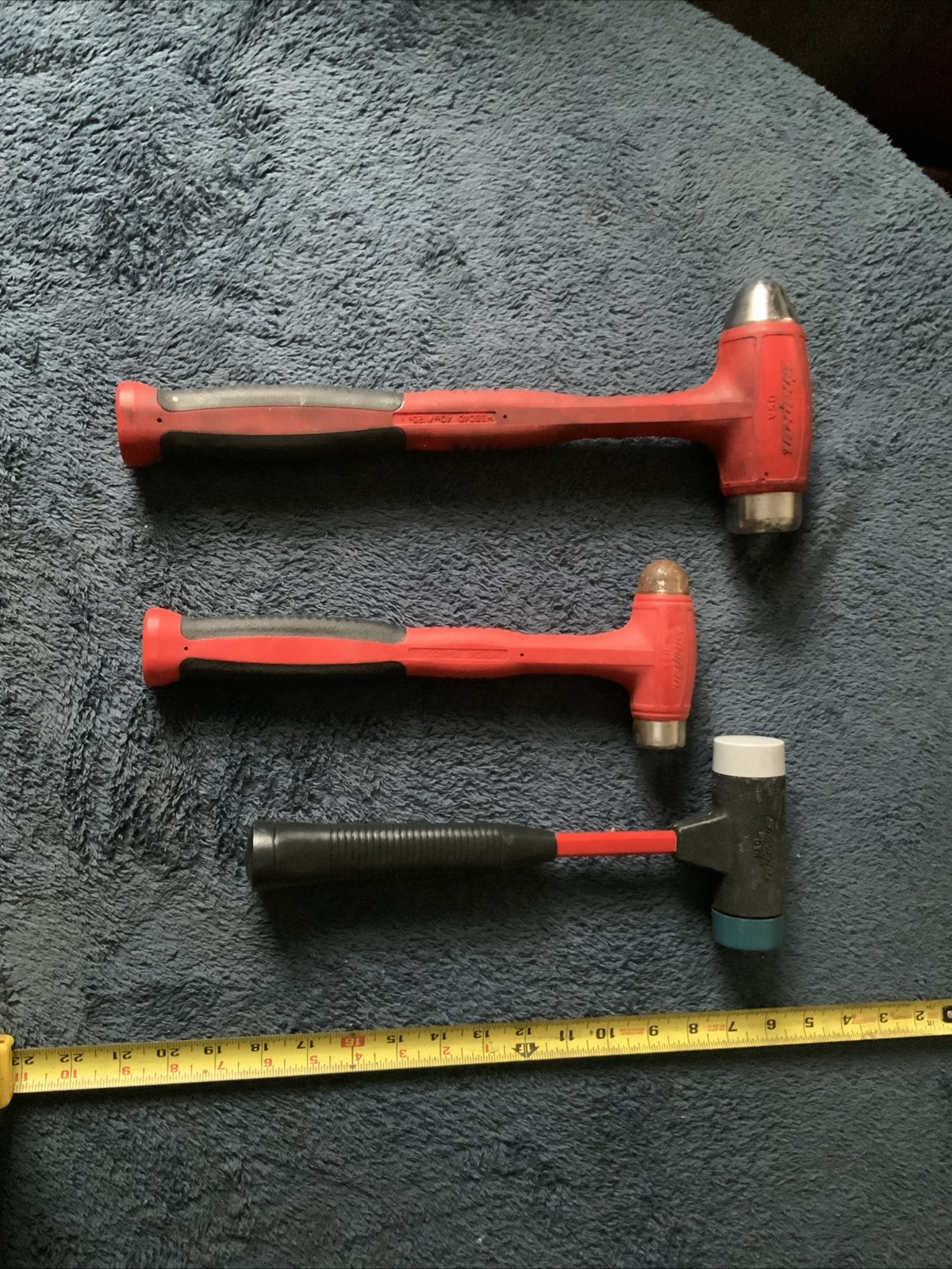 Snap On 3pc Hammer Set….see Pics….1 Has Surface Rust….