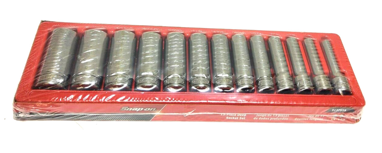New Snap-on™ 1/2″ drive 6-point DEEP socket SET 3/8″ thru 1 1/8″ 313TSYA Unused