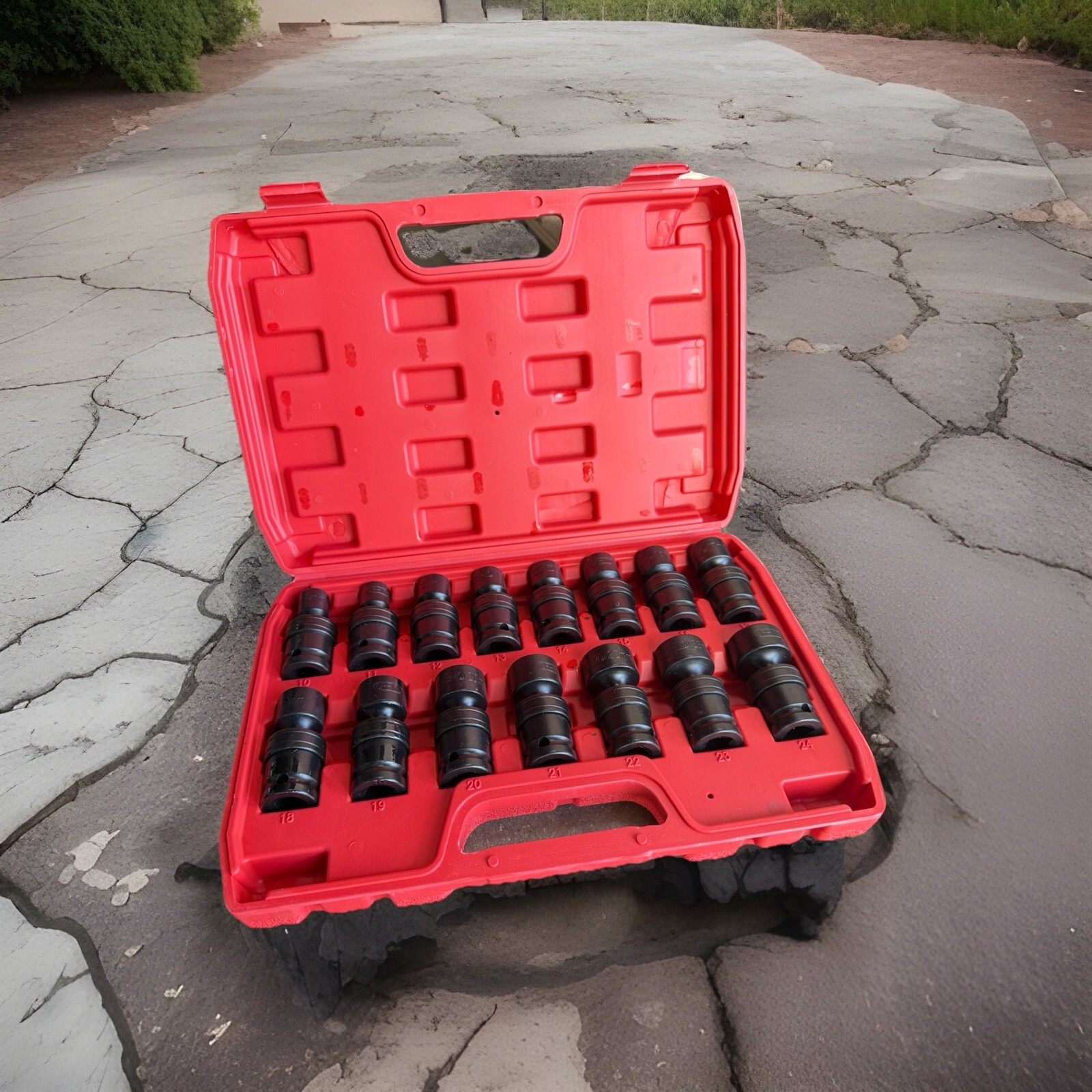 15PCS 1/2″ Dr. Shallow Swivel Universal Joint Impact Socket Set 10- 24mm 6Pts