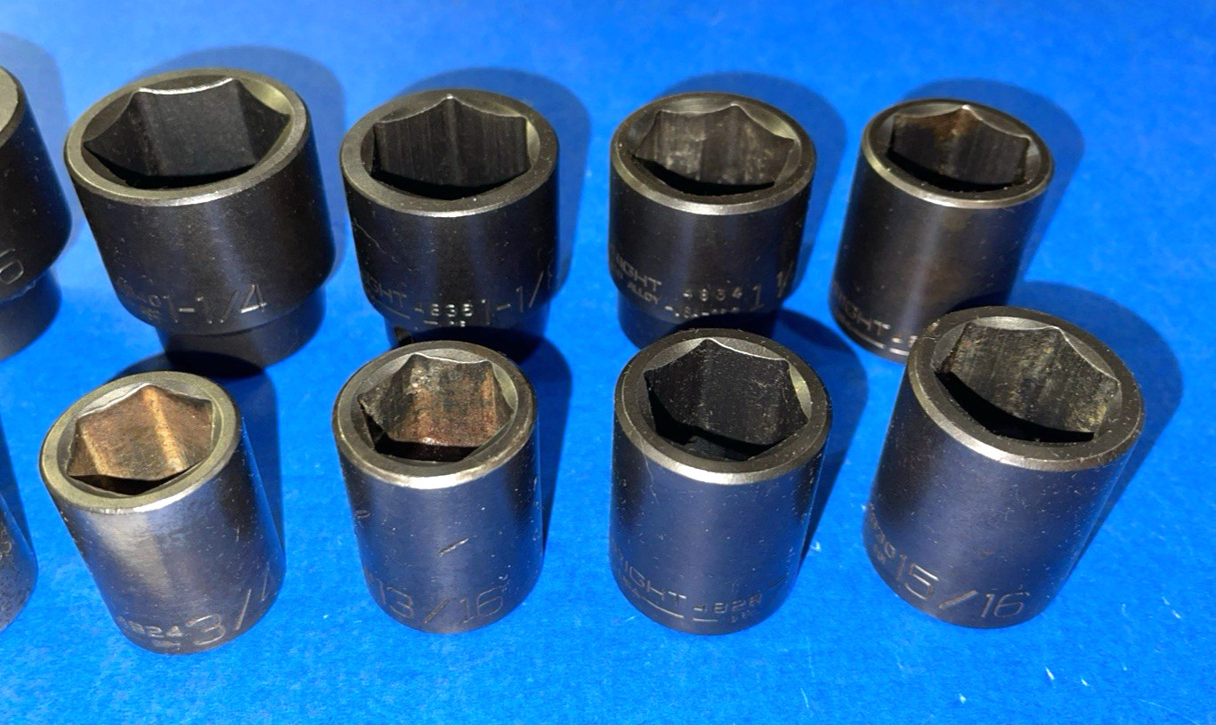 WRIGHT TOOLS 16 PIECE 1/2 DRIVE SAE. SHORT IMPACT SOCKET SET 7/16 TO 1-1/2