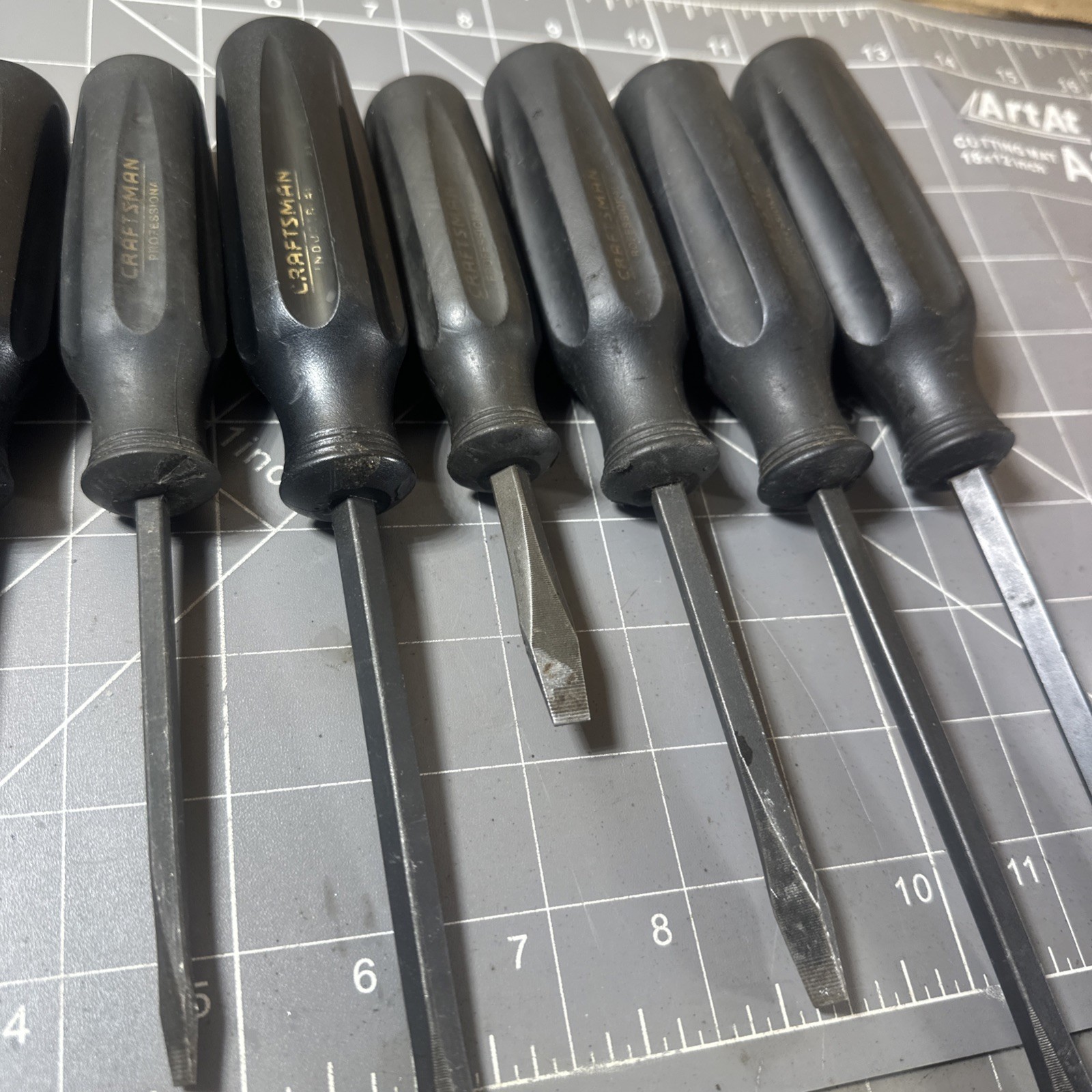 9pc. Craftsman Professional Slotted Flathead WF Black Handle Screwdriver Set USA