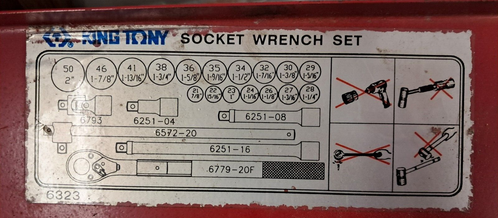 king tony socket set 6323