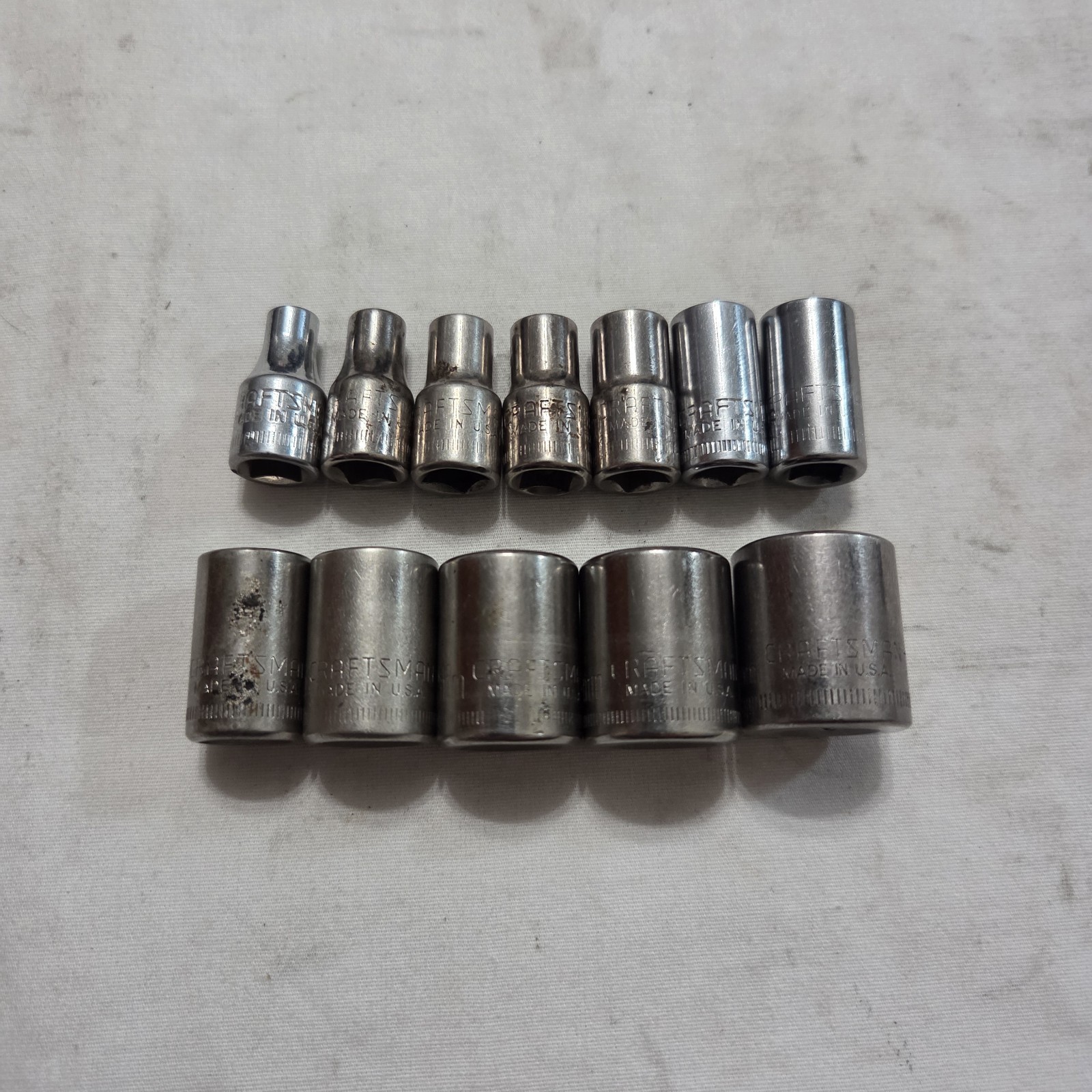 Craftsman 11pc Metric 4mm-14mm 6Pt Shallow Socket Set 1/4″ Dr G,G1,G2 Series USA