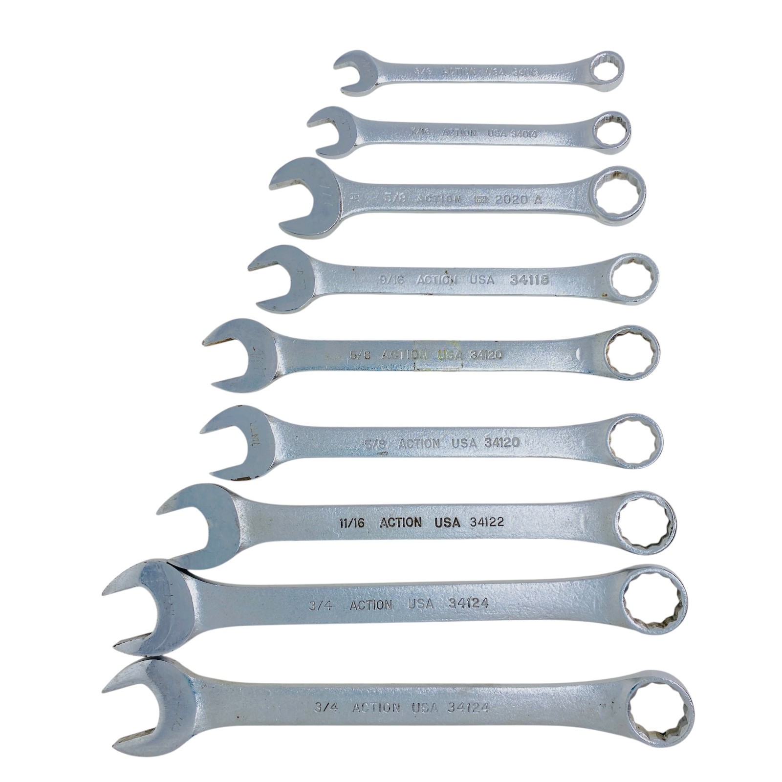 Action USA Combination Wrench Lot Set SAE Mechanics Hand Tools, 9 Pcs