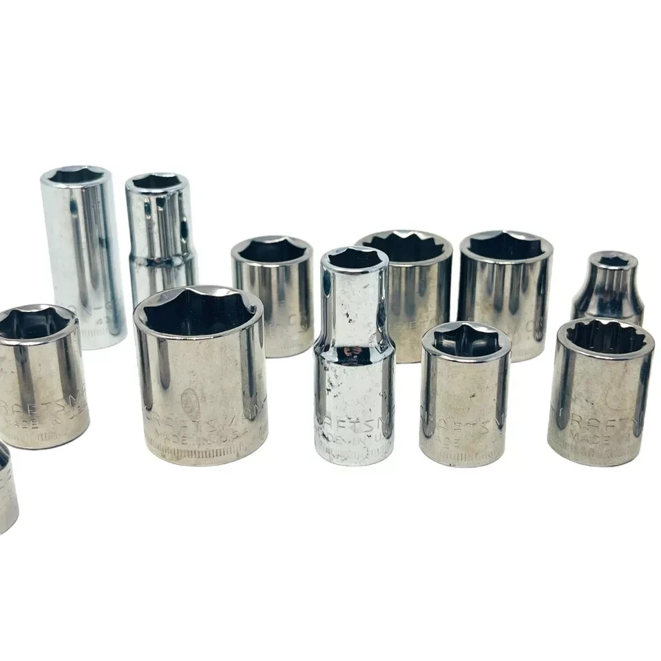 17 Pcs Craftsman 9mm 12mm 13mm 16mm 10mm 11mm 14mm 8mm, Socket Set, Made in USA