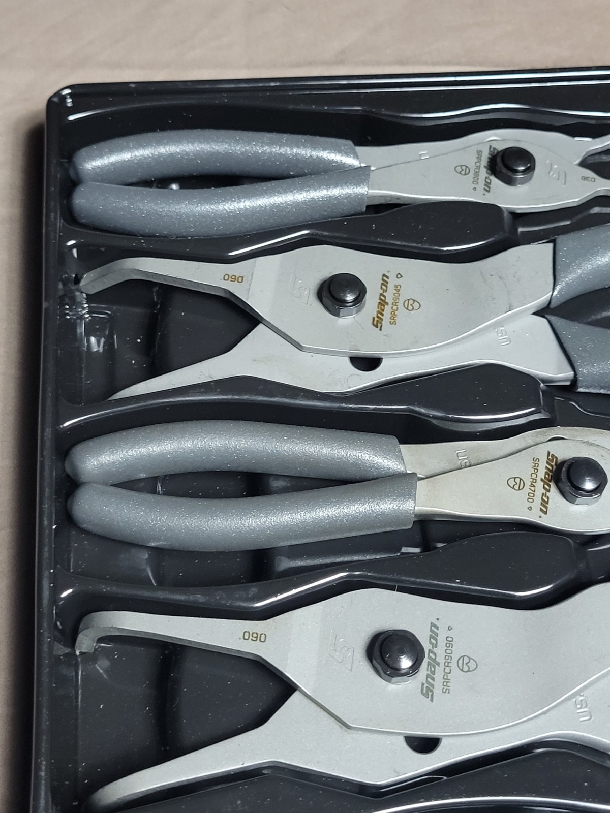 Snap-On 7 Piece Snap Ring Plier Set Grey Soft Grip Handle Set SEE DESCRIPTION