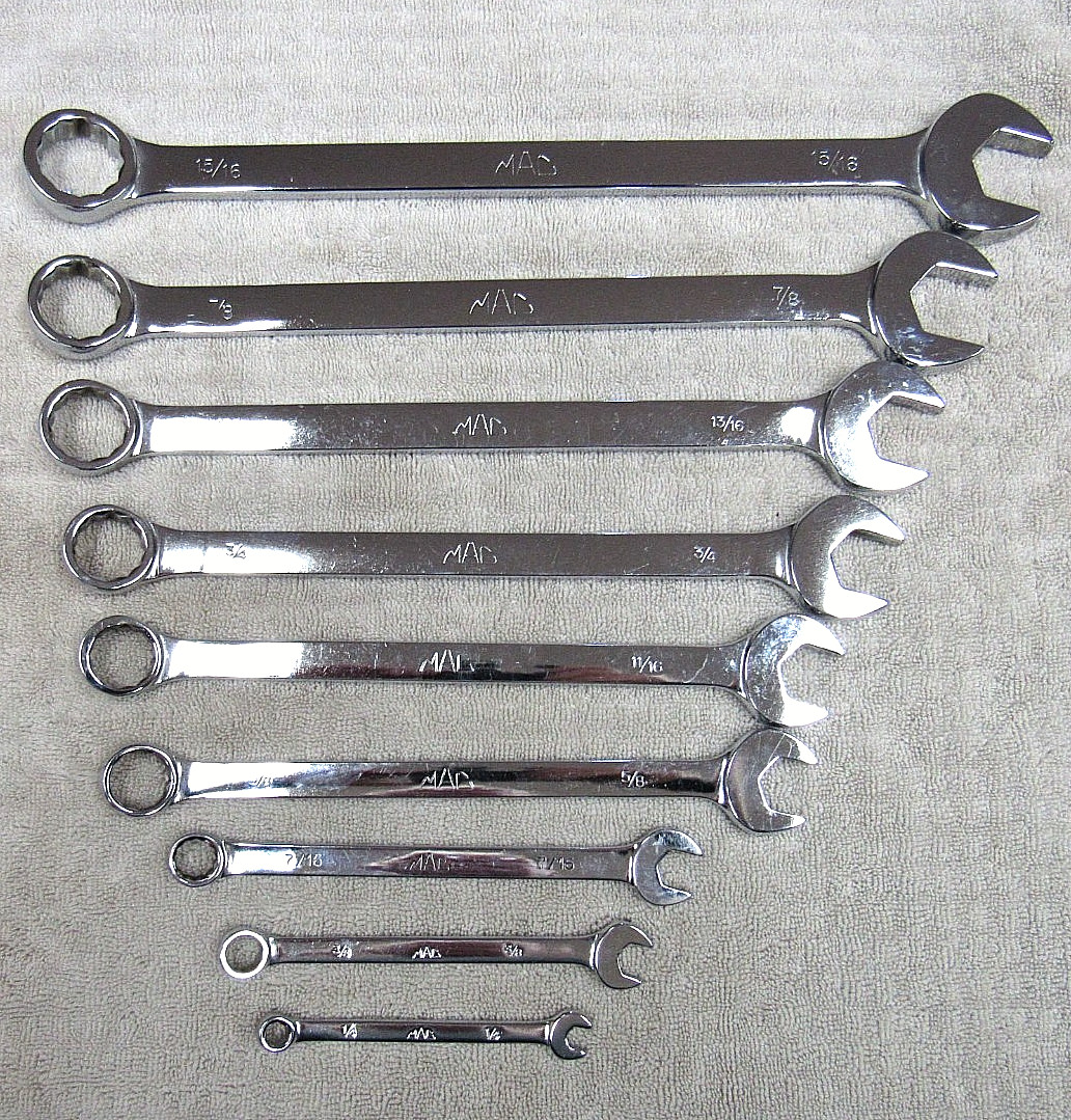 MAC TOOLS 9x LOT SAE COMBINATION WRENCH 1/4” – 15/16″ GOOD CONDITION
