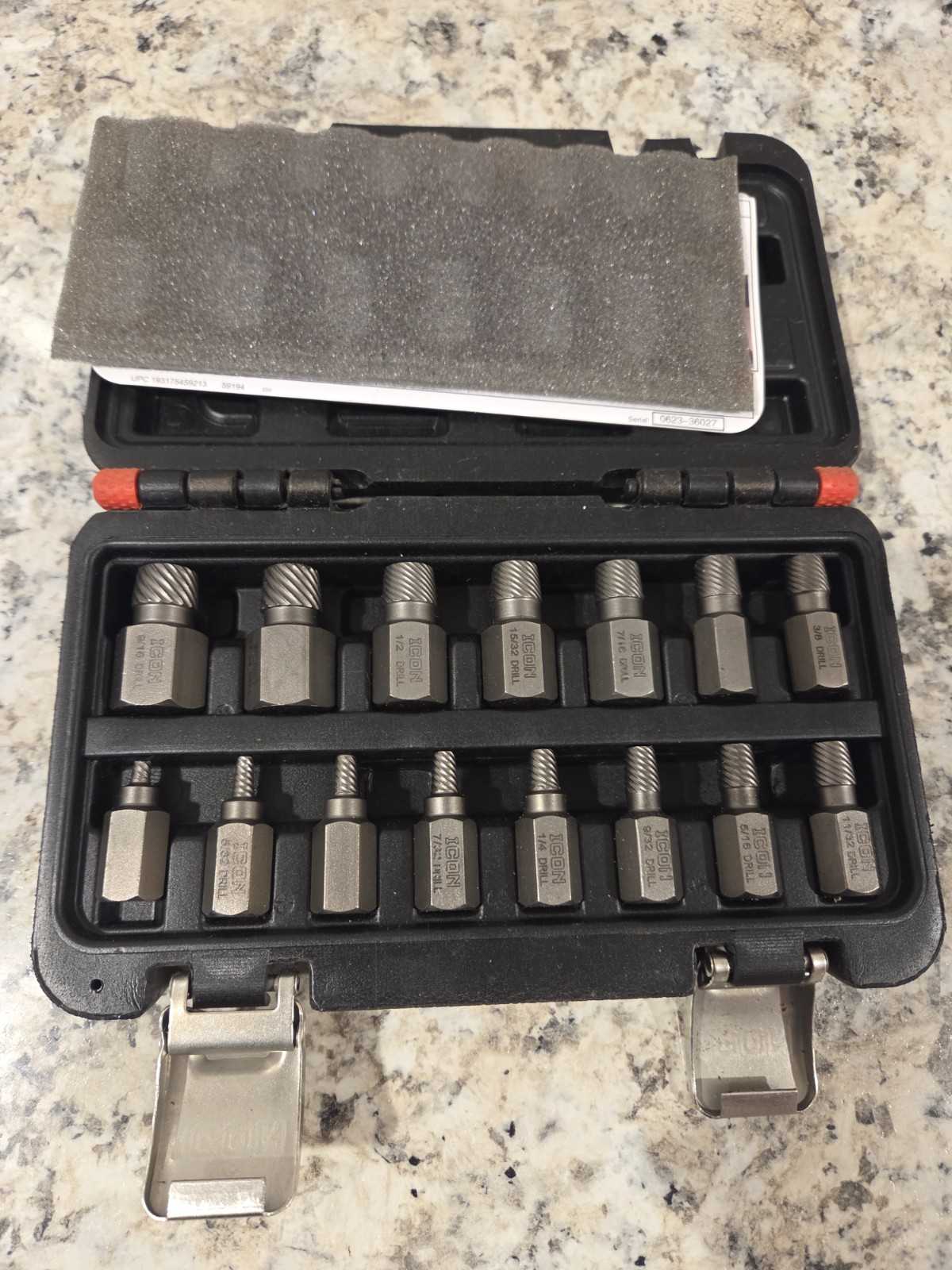 ICON 15-Piece Multi-Slot Screw Extractor Tool Set.