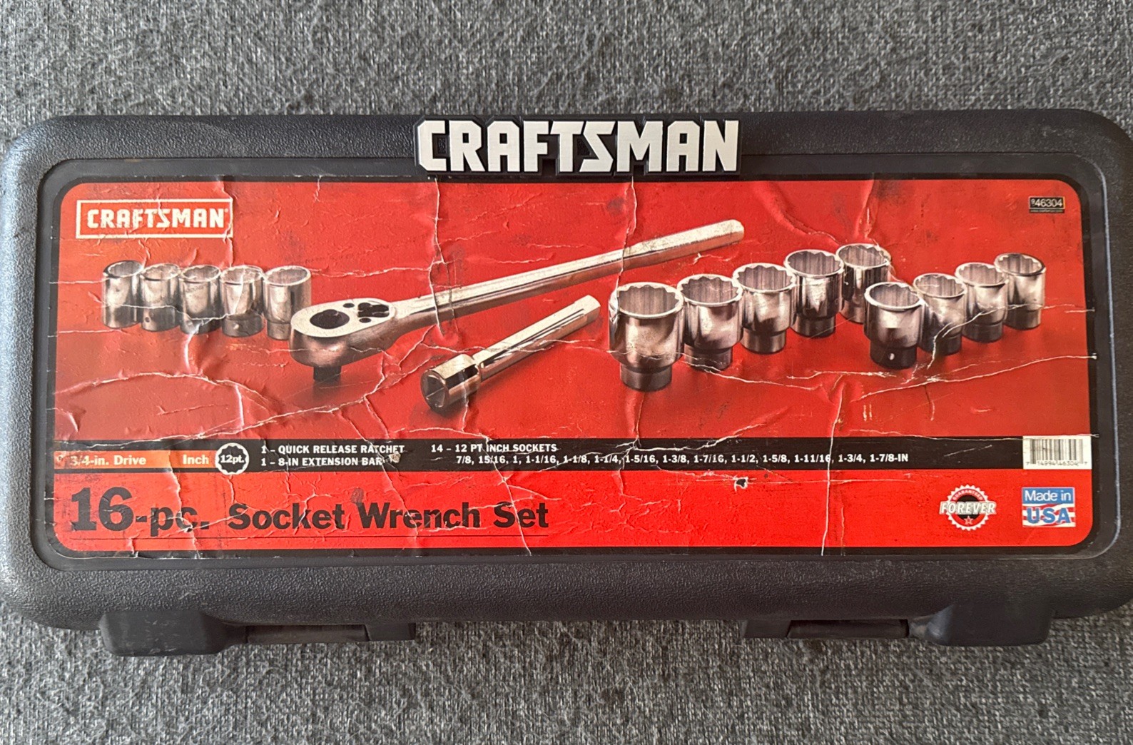Craftsman 46304 – 17pc 3/4″ Dr. 12pt SAE Socket Set – + Bonus – MADE IN USA