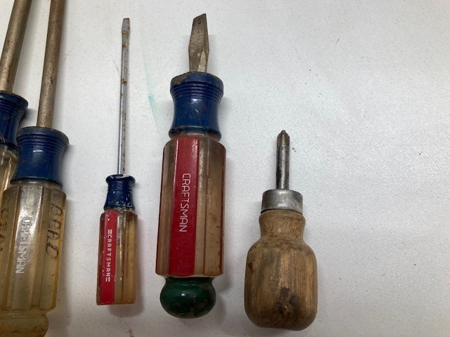 Vintage Lot of 6 Craftsman + Stanley Screwdrivers 3 Flat 3 Phillips Exta Short