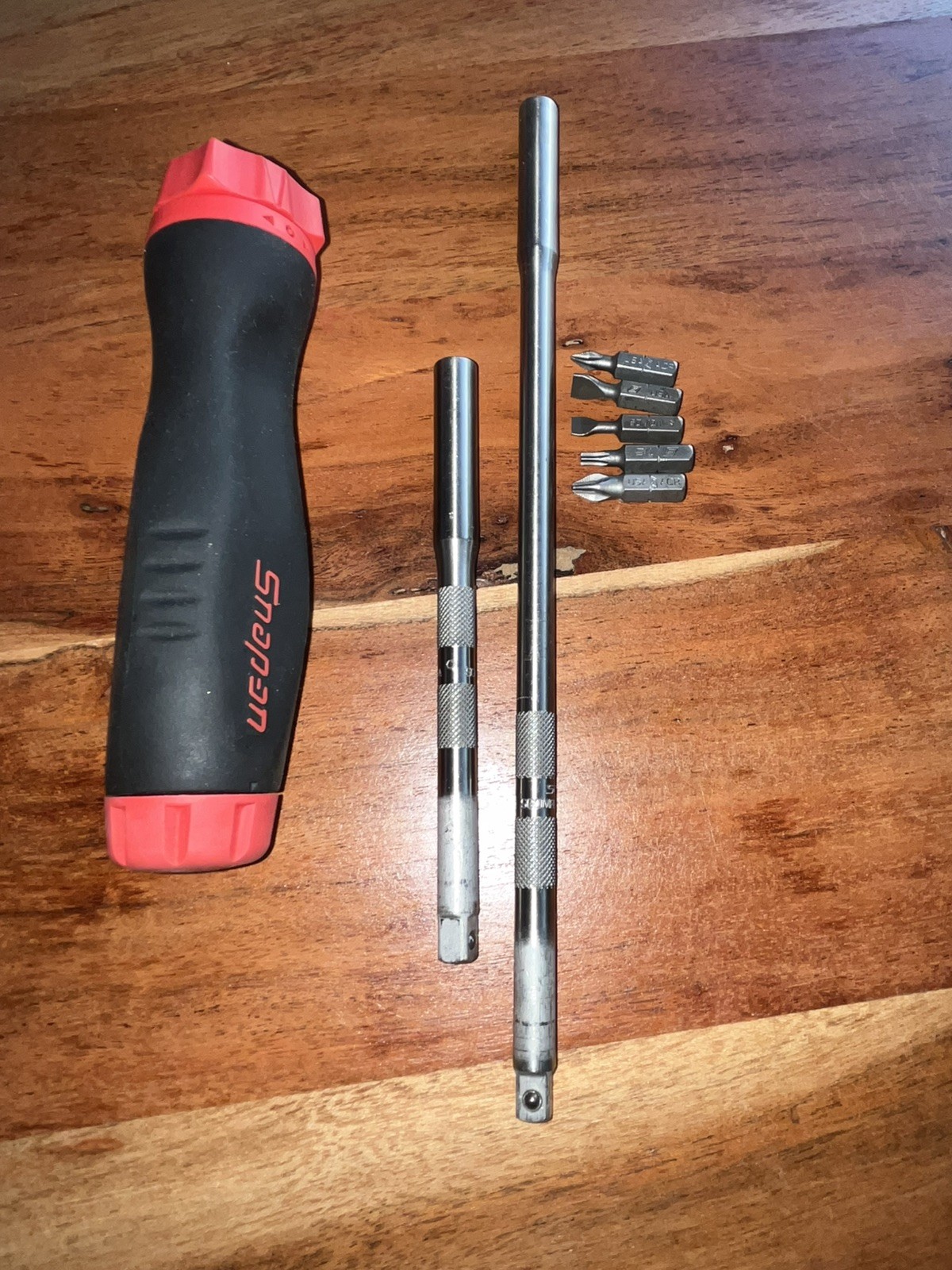 Snap-on Ratcheting Screwdriver Set with Case, Bits & Extension Bars Rare Red USA