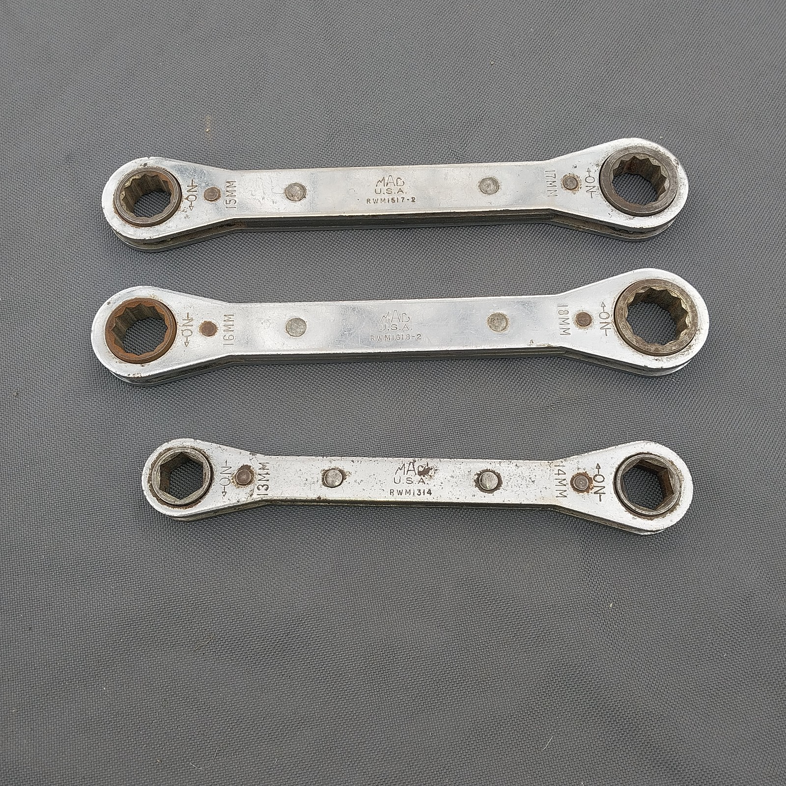 MAC Tools USA 3pc METRIC RWM Ratcheting Box End Wrench – 12 Point 13-18 mm