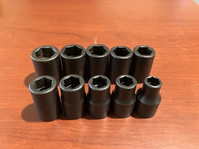 Snap On 1/2” Drive Shallow Impact Socket Set 6pt Metric 10mm-19mm IMM series.