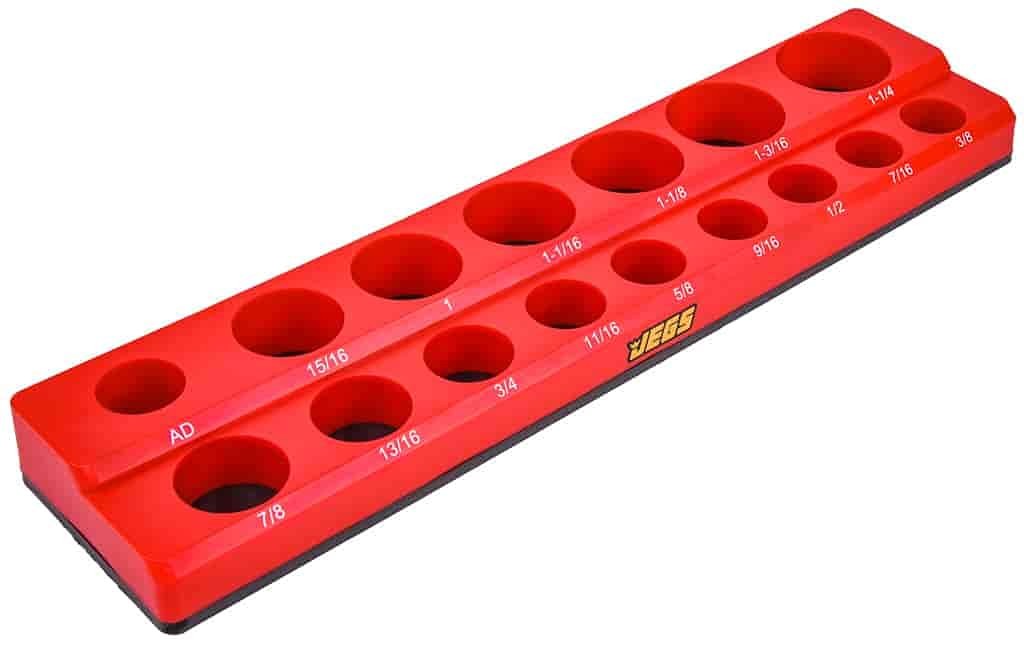 JEGS 85034 Magnetic Socket Tray 1/2 in. SAE Drive Red
