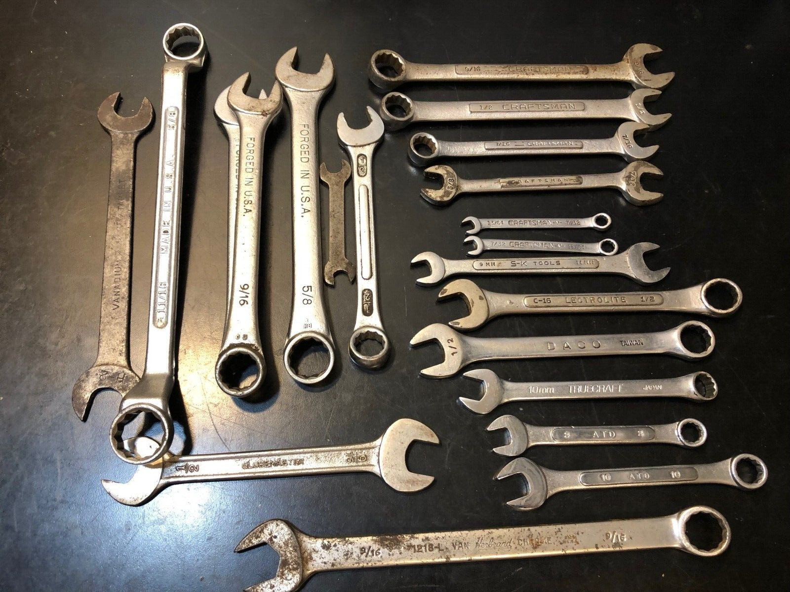 Vintage 20 pc Combination & Open End Wrench Lot – Craftsman, S-K, Daco, ATD!