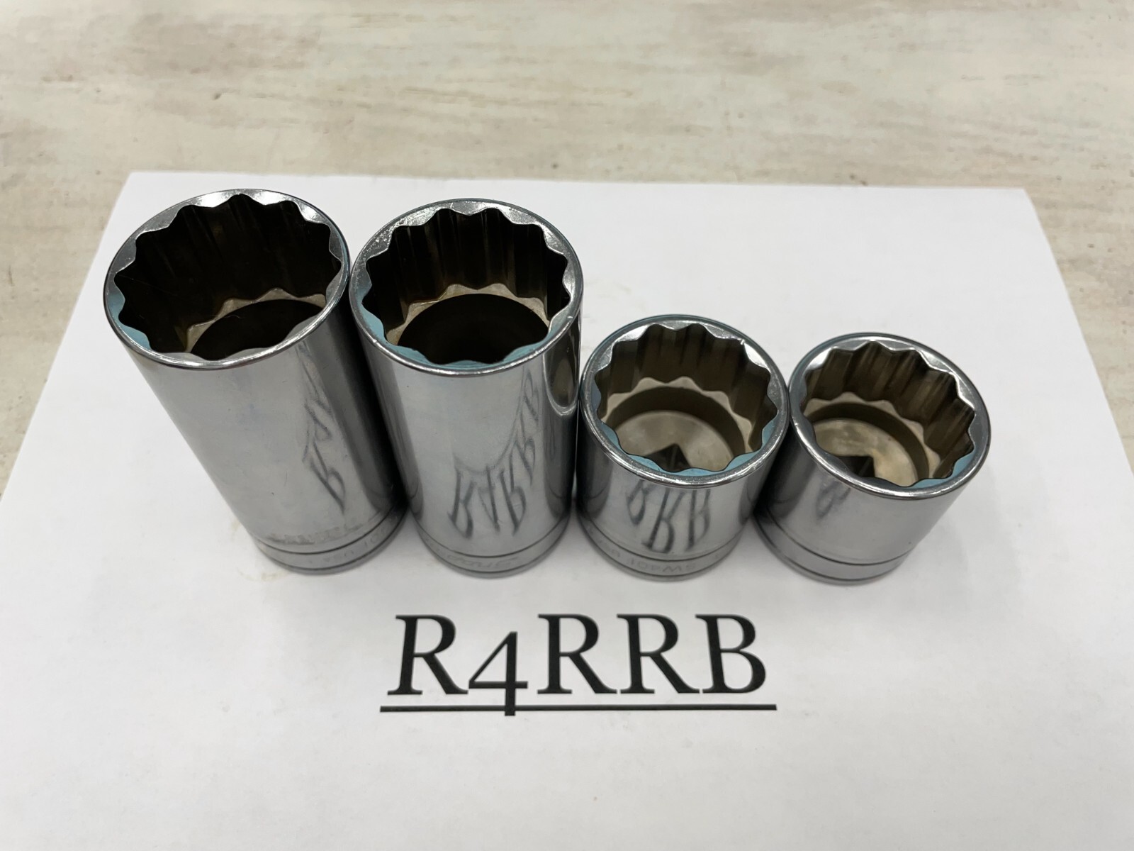 Snap-on Tools USA 4pc NEW 1/2″ Drive SAE 12 Point Shallow Chrome Socket Lot Set