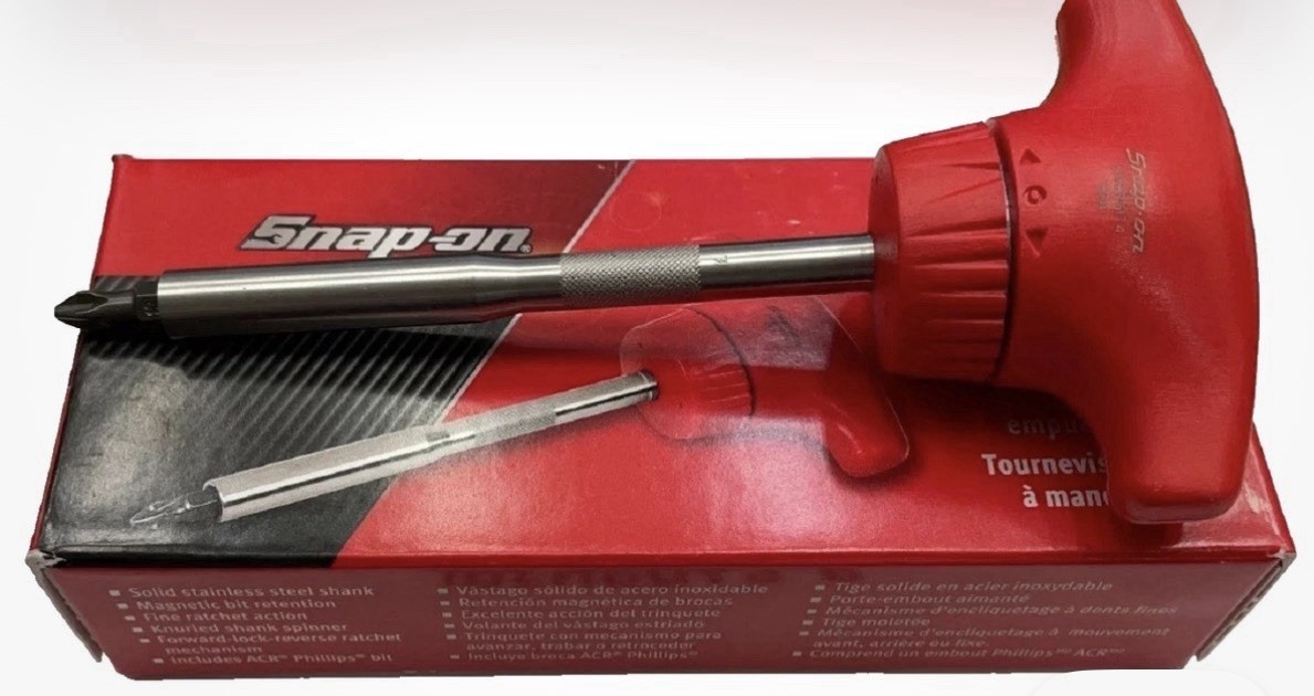 *NEW* Snap-on T-HANDLE Ratcheting Screwdriver, 4″ STUBBY ~ SSDMRT4R