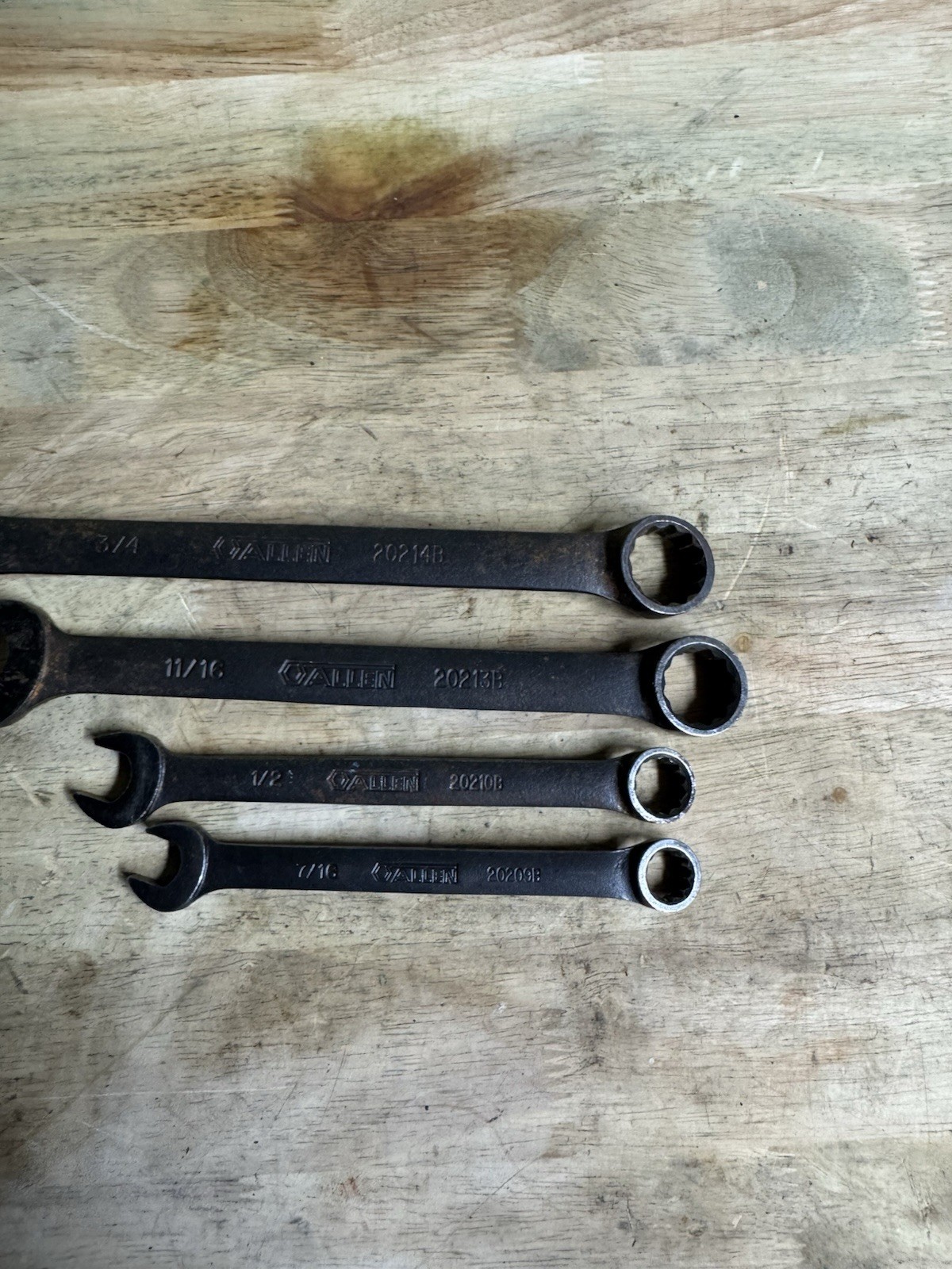 Allen Tools 4 Piece SAE Combination Wrench Set Made in USA