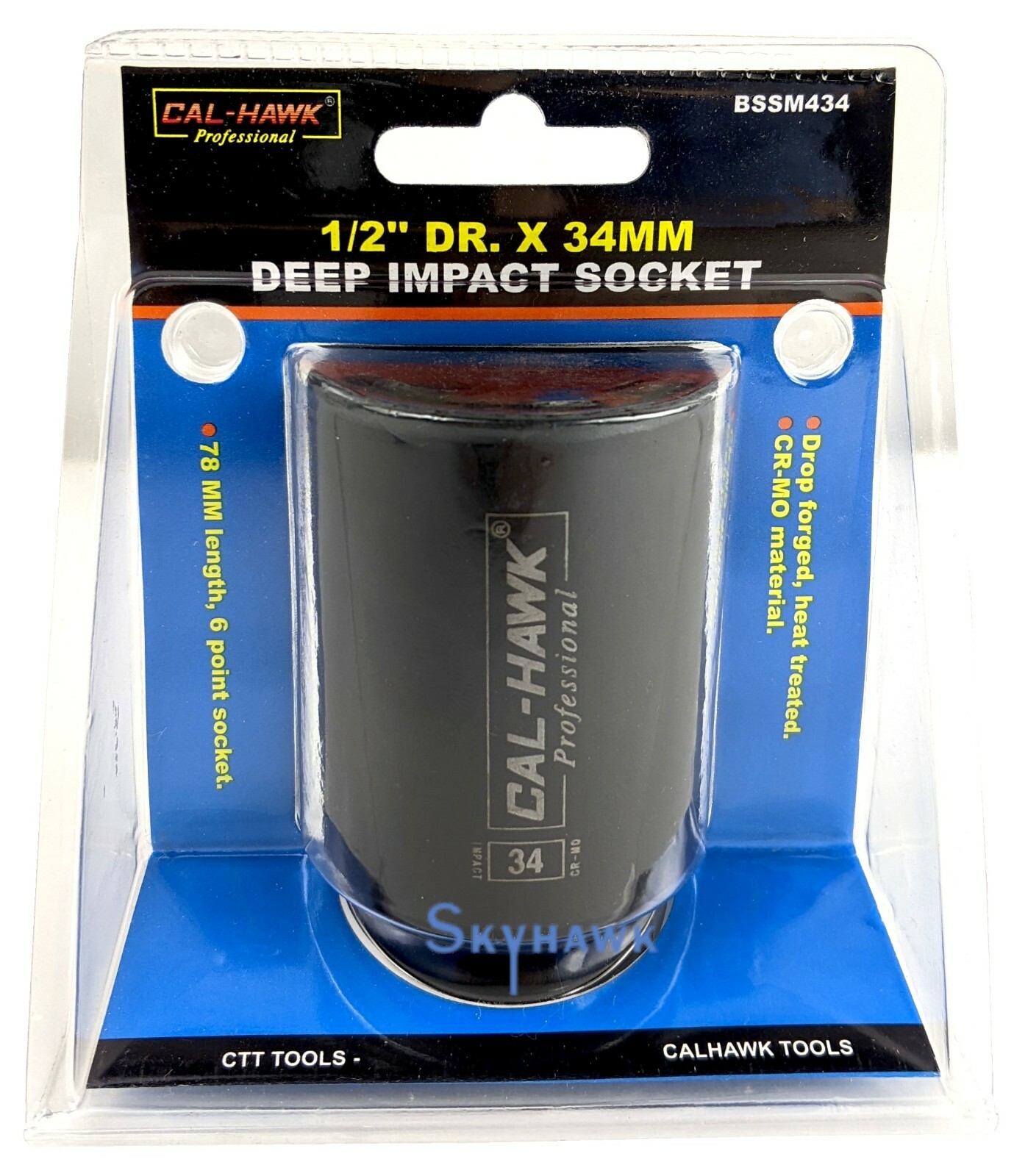 1/2″ DR. X 34MM DEEP IMPACT SOCKET 6 POINT Chromium-molybdenum CR-MO MATERIAL