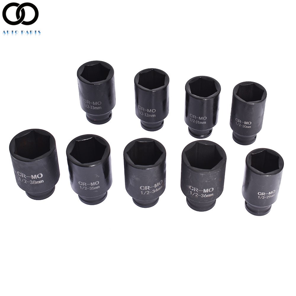 9PCS 1/2» Drive Deep Impact Socket Set Metric Axle Hub Nut Sockets 29-38mm Set