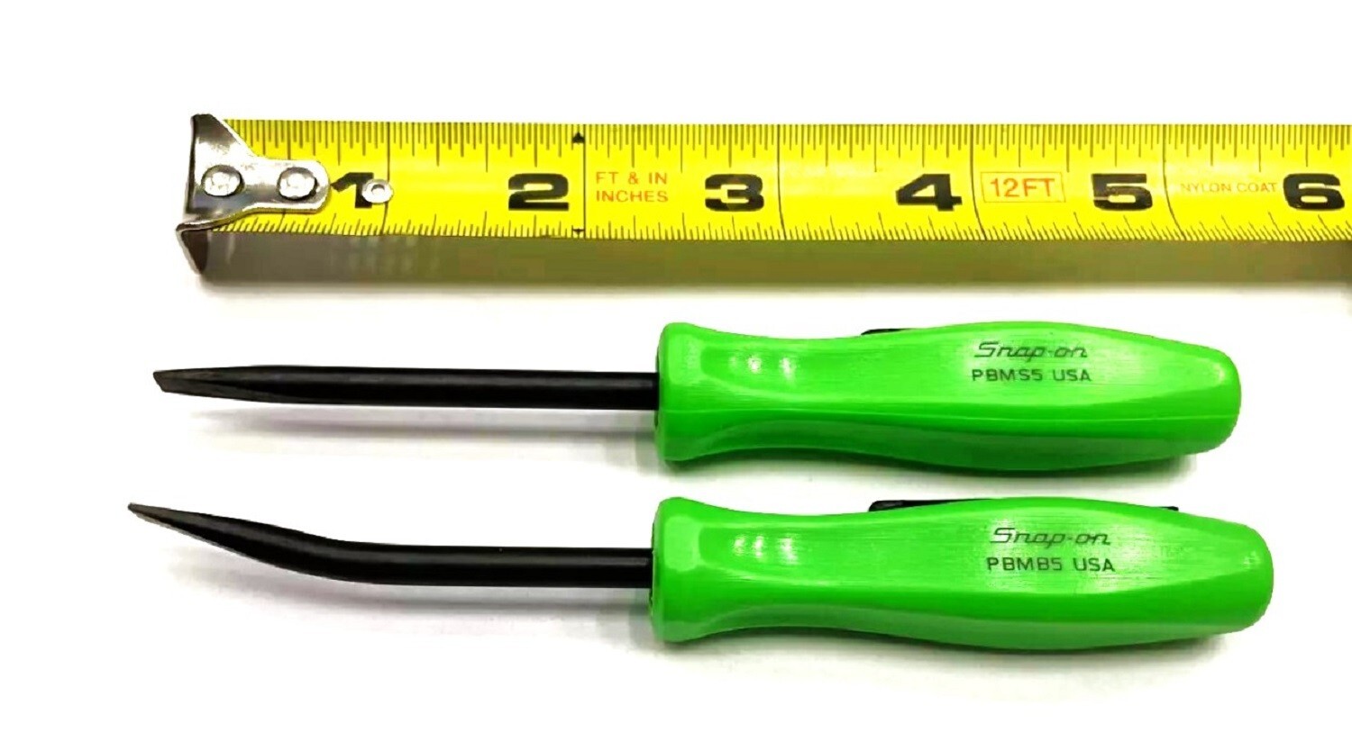 *NEW* Snap-On POCKET PRY BAR SET ~ GREEN HARD HANDLES, PBMB5G & PBMS5G – 5″ LONG