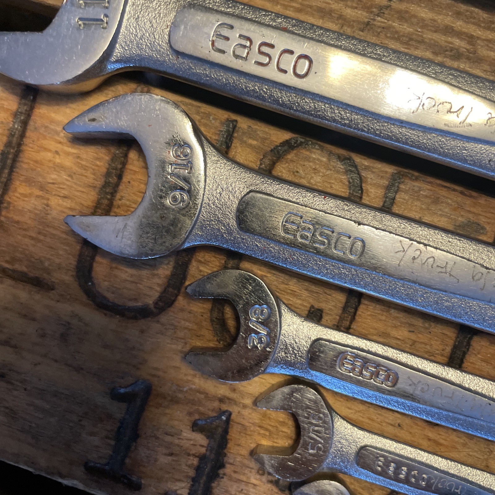 Vintage Easco 6 Piece SAE Wrench Set Combination 3/4” To 1/4″ Made IN USA LOT