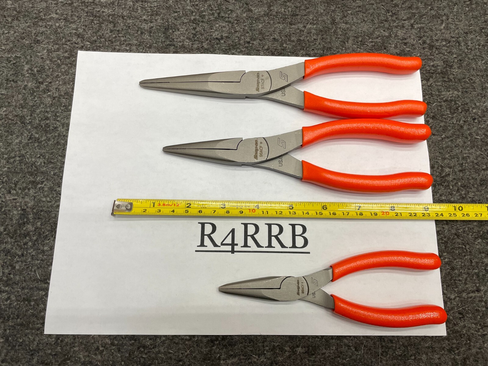 Snap-On Tools NEW 5 PIECE ORANGE Soft Grip LONG Neck Needle Nose Pliers Lot Set