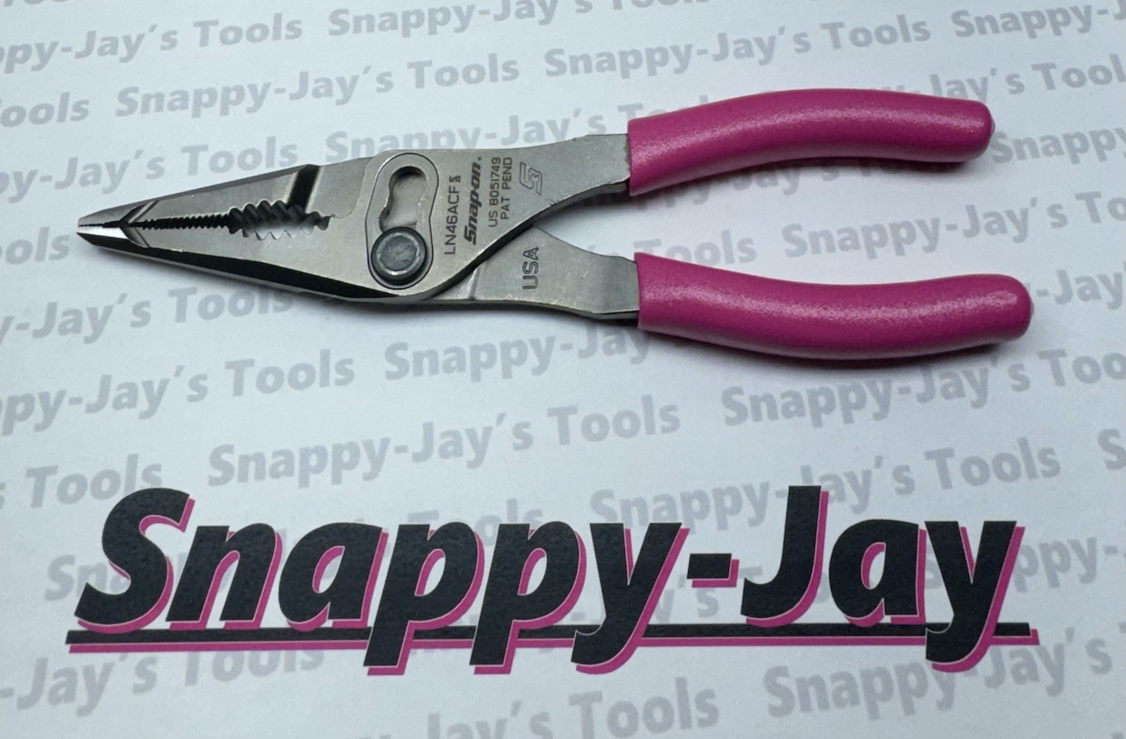 Snap-on Tools NEW ELECTRIC PINK 7″ Talon Long Nose Slip Joint Pliers LN46ACFEP