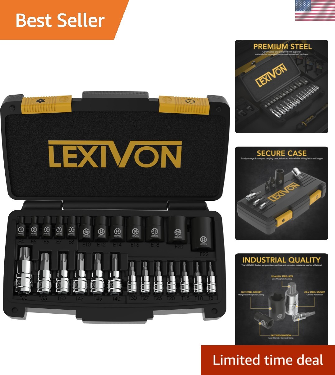 Heavy-Duty 25-Piece Master Torx Bit Set – Rust Resistant with Organized Case