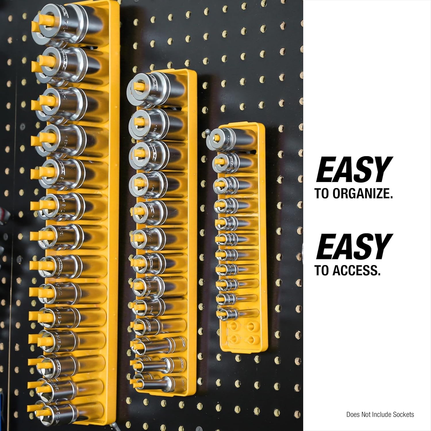 Versatile Socket Holder: 6-Piece Black & Yellow Tray Set for All Drive Sizes