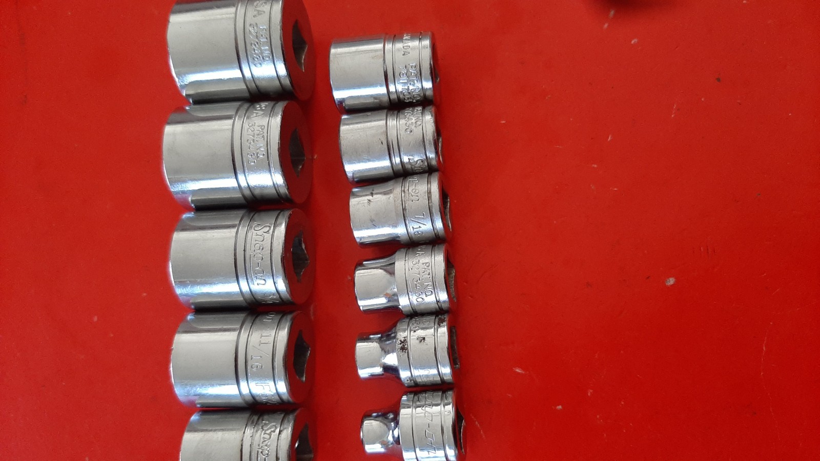 Snap-On FS 10-Pc. 5/16″ – 7/8″ SAE 3/8″ Drive 6pt Point Shallow Socket Set READ!