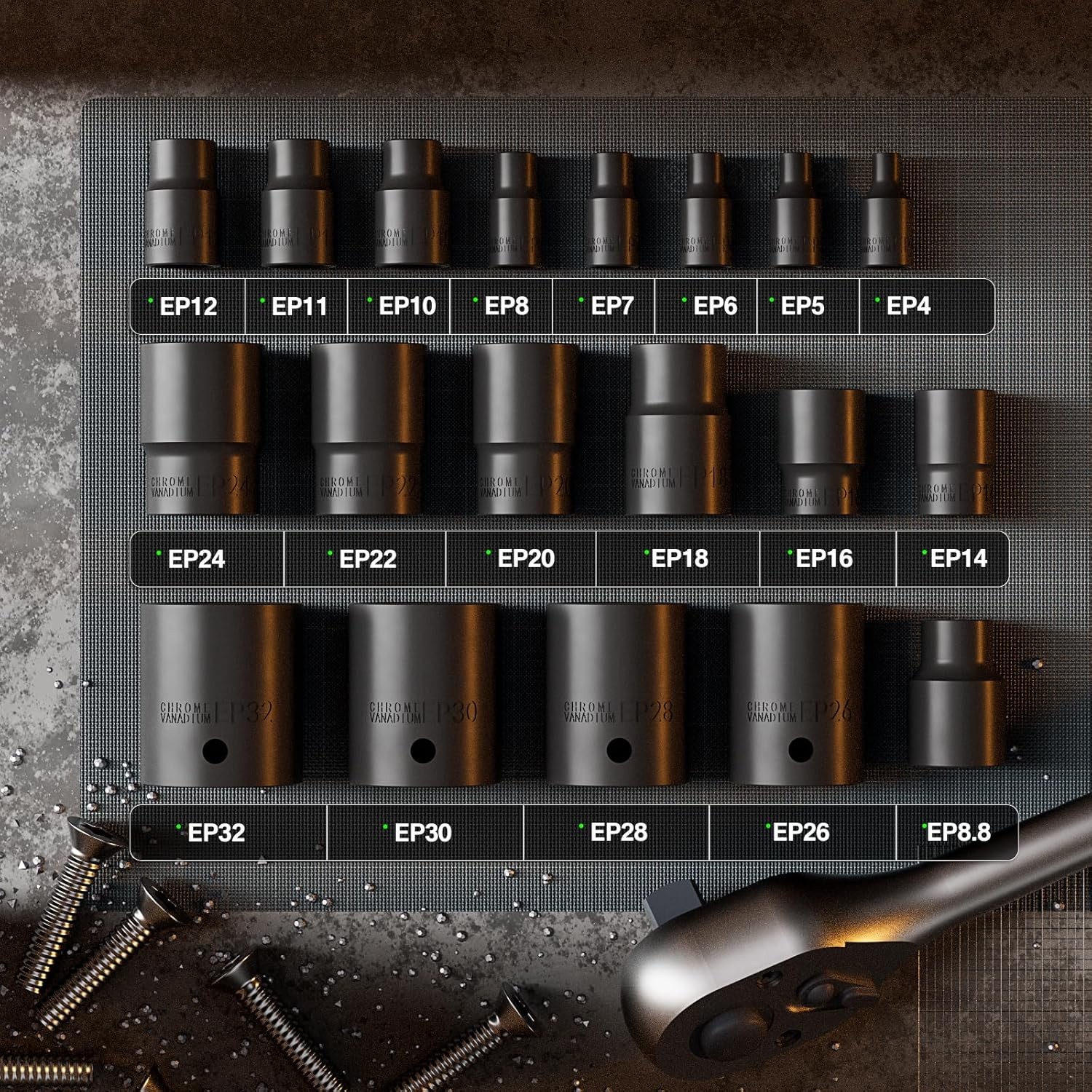 External Torx Plus 19pc Socket Set, 6 Point EP with 1/2» One Size