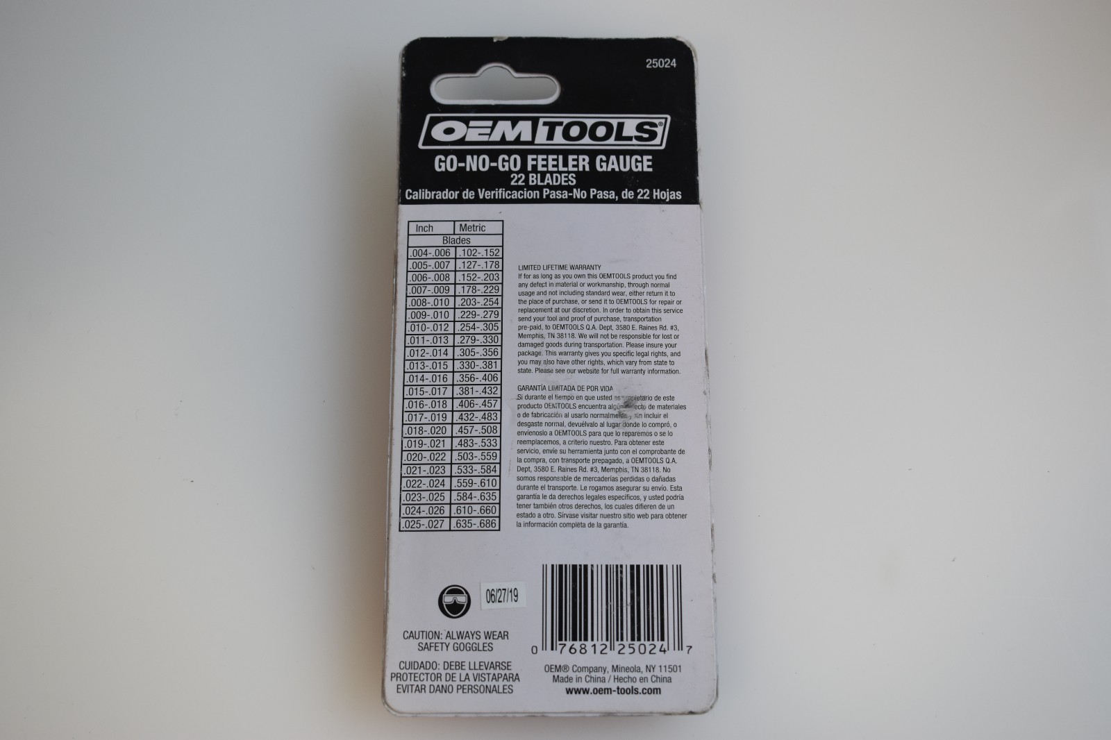 Oemtools 25024 22 Blade Go No Go Feeler Gauge Precision Measurement Tool