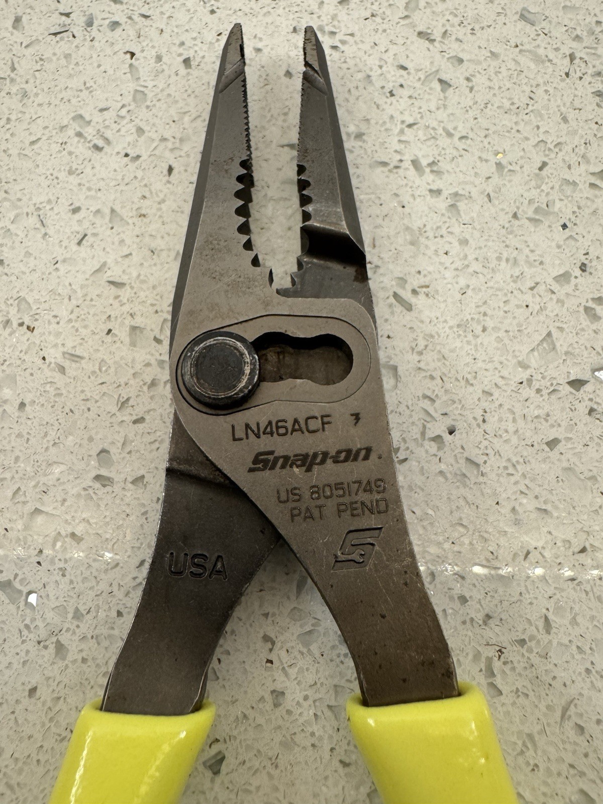 Snap-On Tools USA NEW HI-VIZ 7″ Soft Grip Long Nose Slip Joint Pliers LN46ACFHV