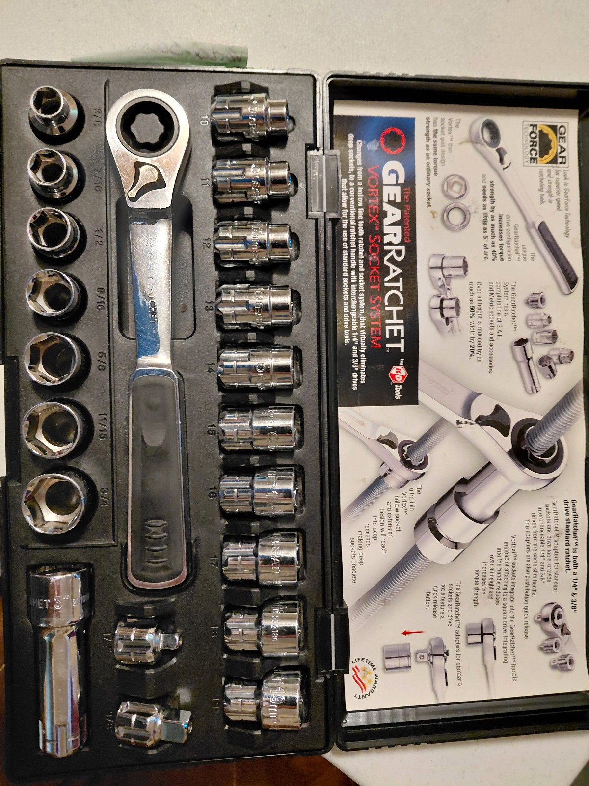 gear ratchet socket system 1/4″ & 3/8″ drive