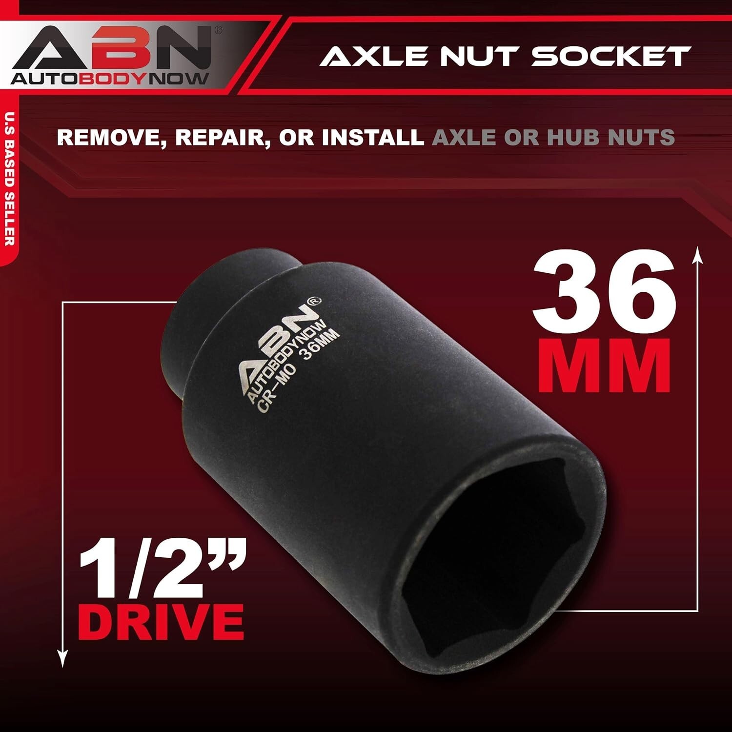 Axle Nut Socket 36mm 1/2″ Inch Drive Universal for 6pt Axle Nut on Vehicles