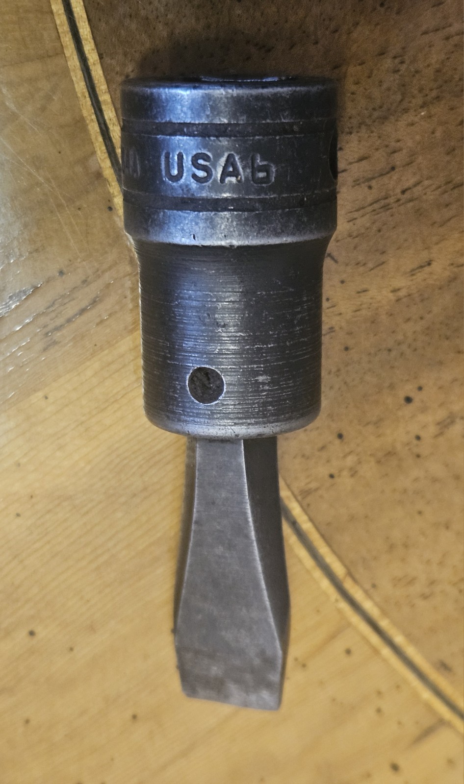 VTG 1966 Snap-on 1/2″ drive Black 7/16″ Flat Screwdriver Bit Socket PSW284A EC!