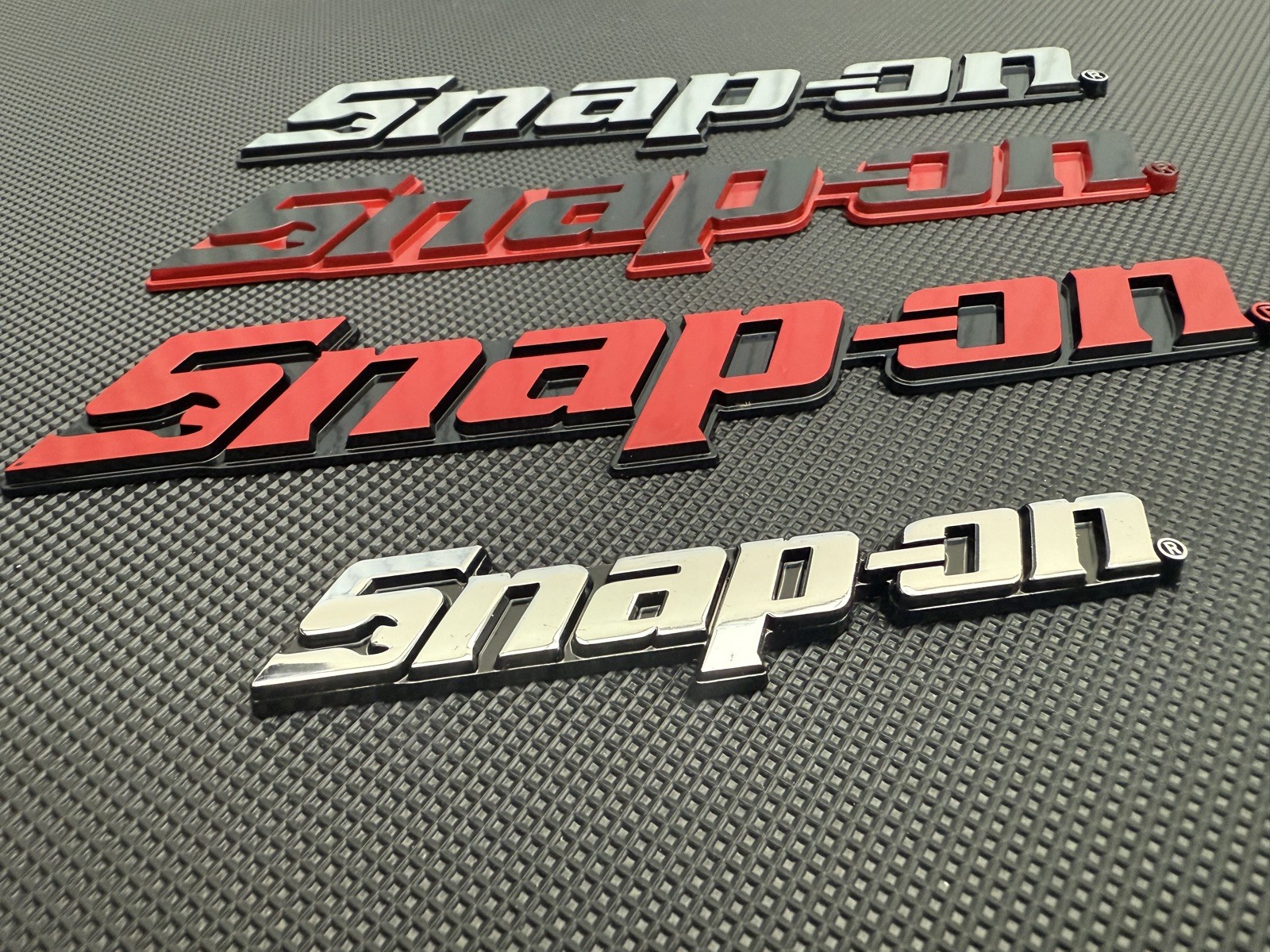 New Snap On LOGO 8” BLACK METAL Toolbox Roll Cab Badge Logo Emblem Sticker Decal