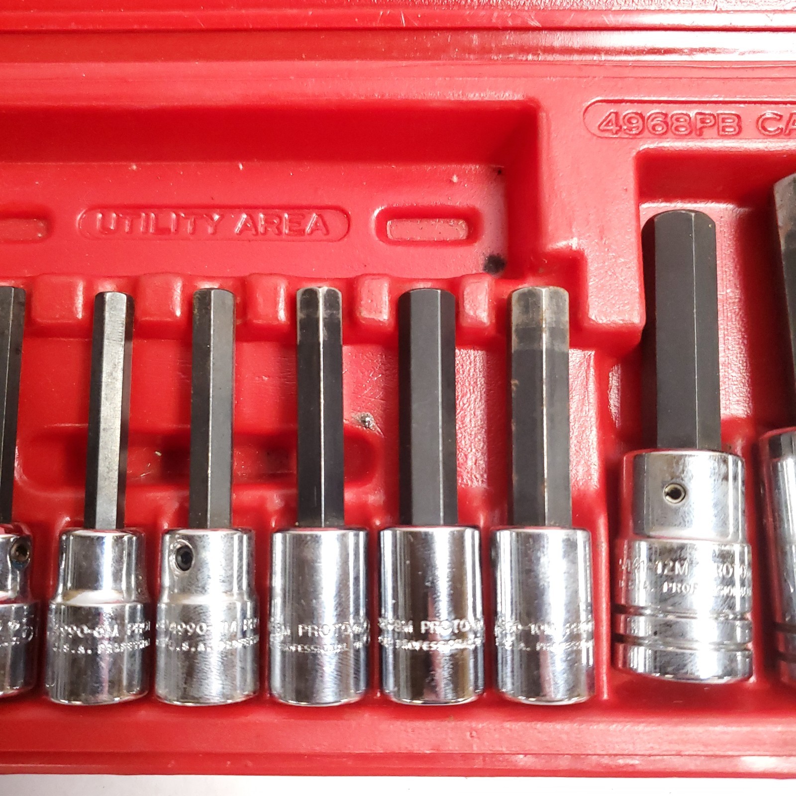 PROTO 52210 3/8 in. & 1/2 in. Drive Metric Hex Bit Set (10 pc.)