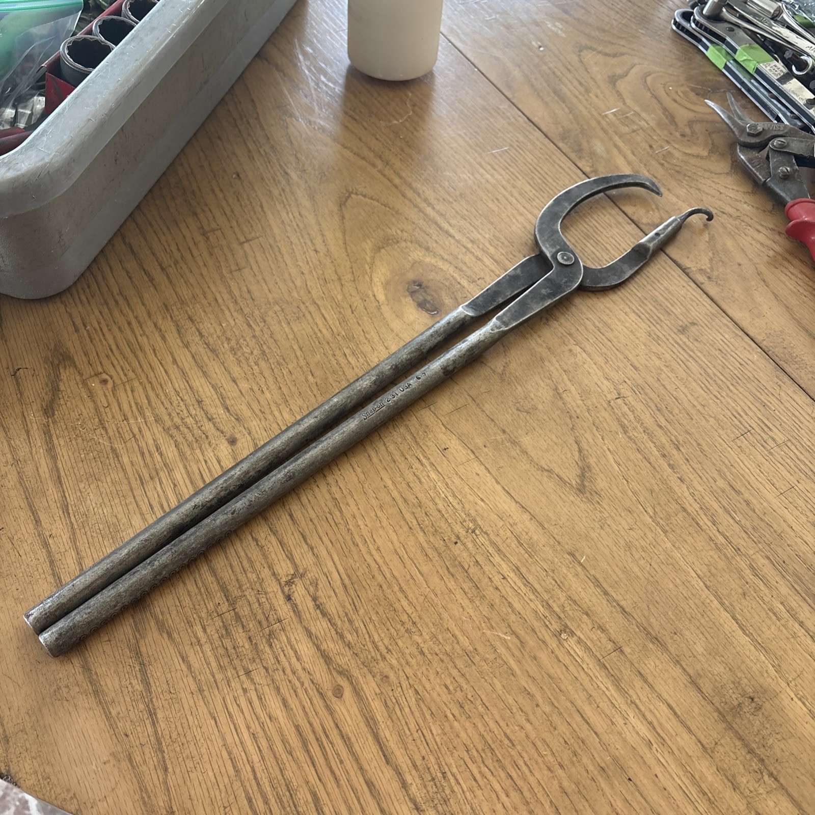 VTG 1967 Snap-on 231 21″ HD Truck Brake Spring Chrome Pliers Drum Brakes USA
