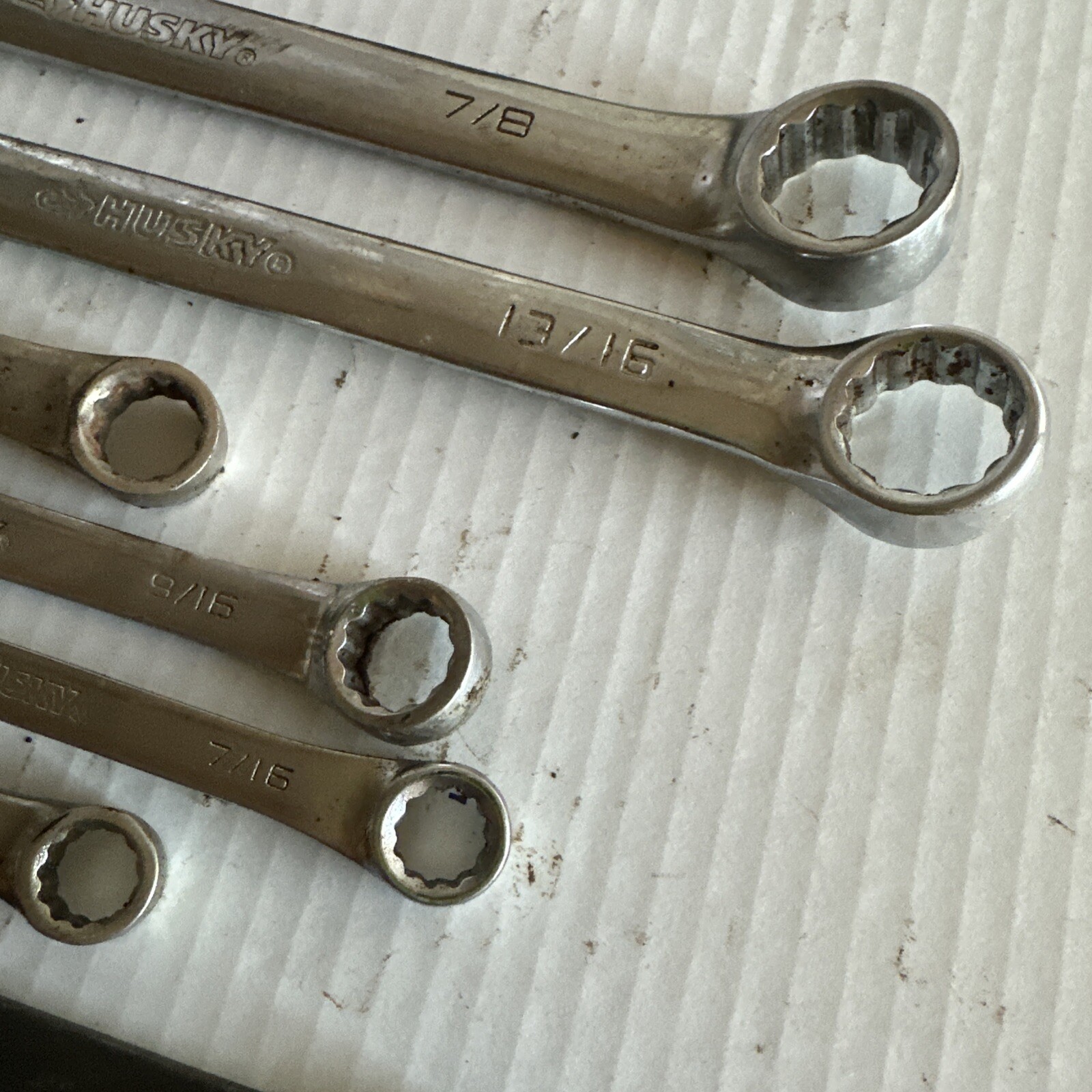 lot of 9 Husky wrenches Standard various sizes forged in U.S.A. drop steel VGC
