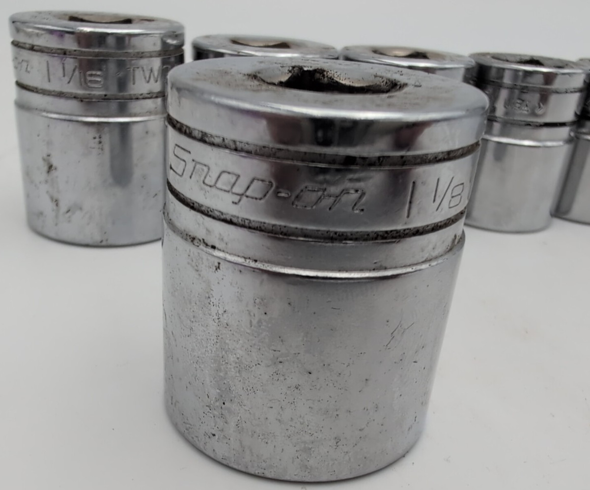 Snap-On Tools USA 5pc Large SAE Socket Set Lot, 1/2″ Drive