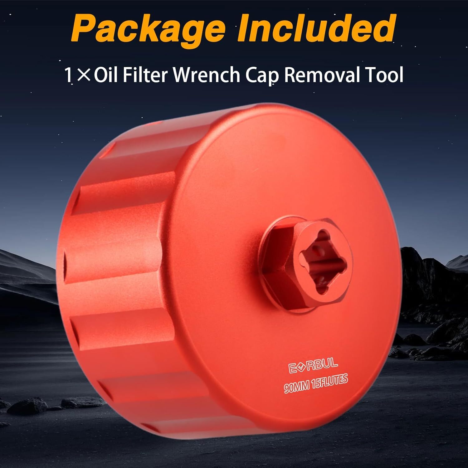 90mm 15 Flutes Oil Filter Cap Removal Socket Wrench for Jaguar Land 3.0L 5.0L