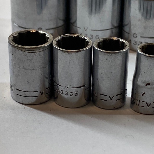 Vtg Craftsman 3/8″ & 1/4 Drive 12pt SAE 14pc Socket Set USA **1/4″ is 6pt READ