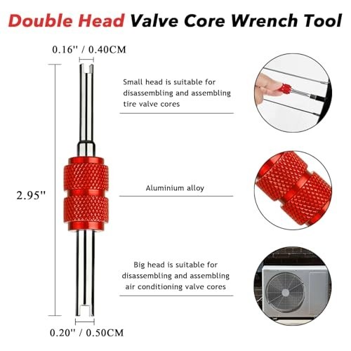 Air Conditioning Valve Core Remover Tool Kit Double Head for R134A R12 HVAC Tire